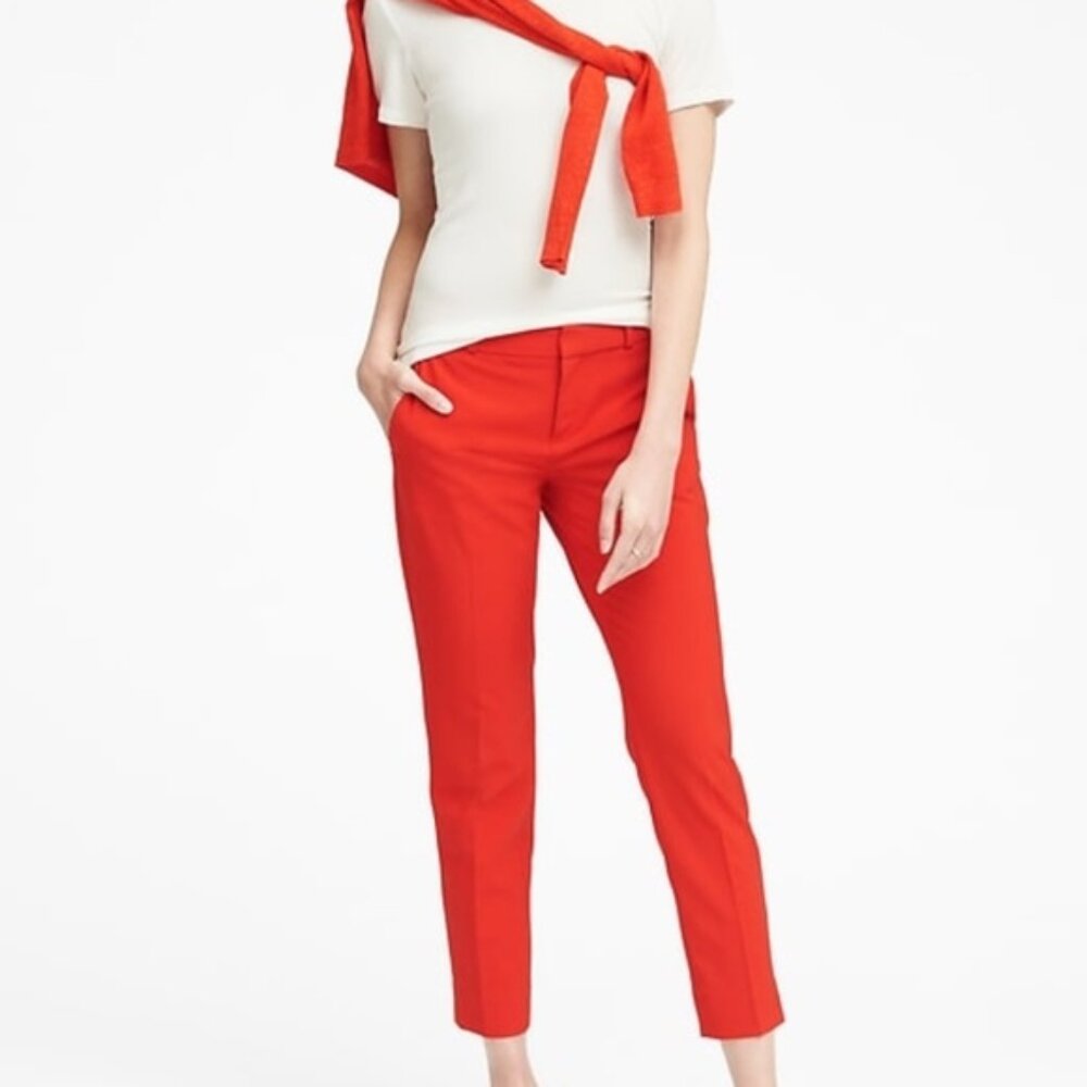 Banana Republic Red Cropped Ankle Pants